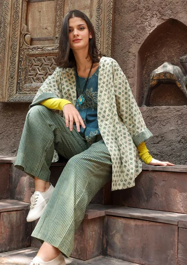 “Willow” woven organic cotton kimono - indigo green