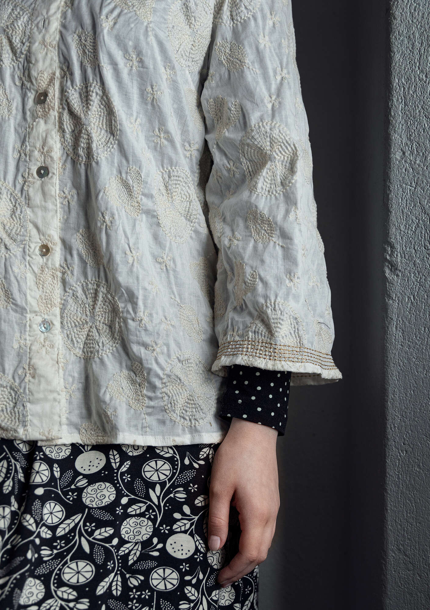 “Clementine” blouse in organic cotton semi-bleached