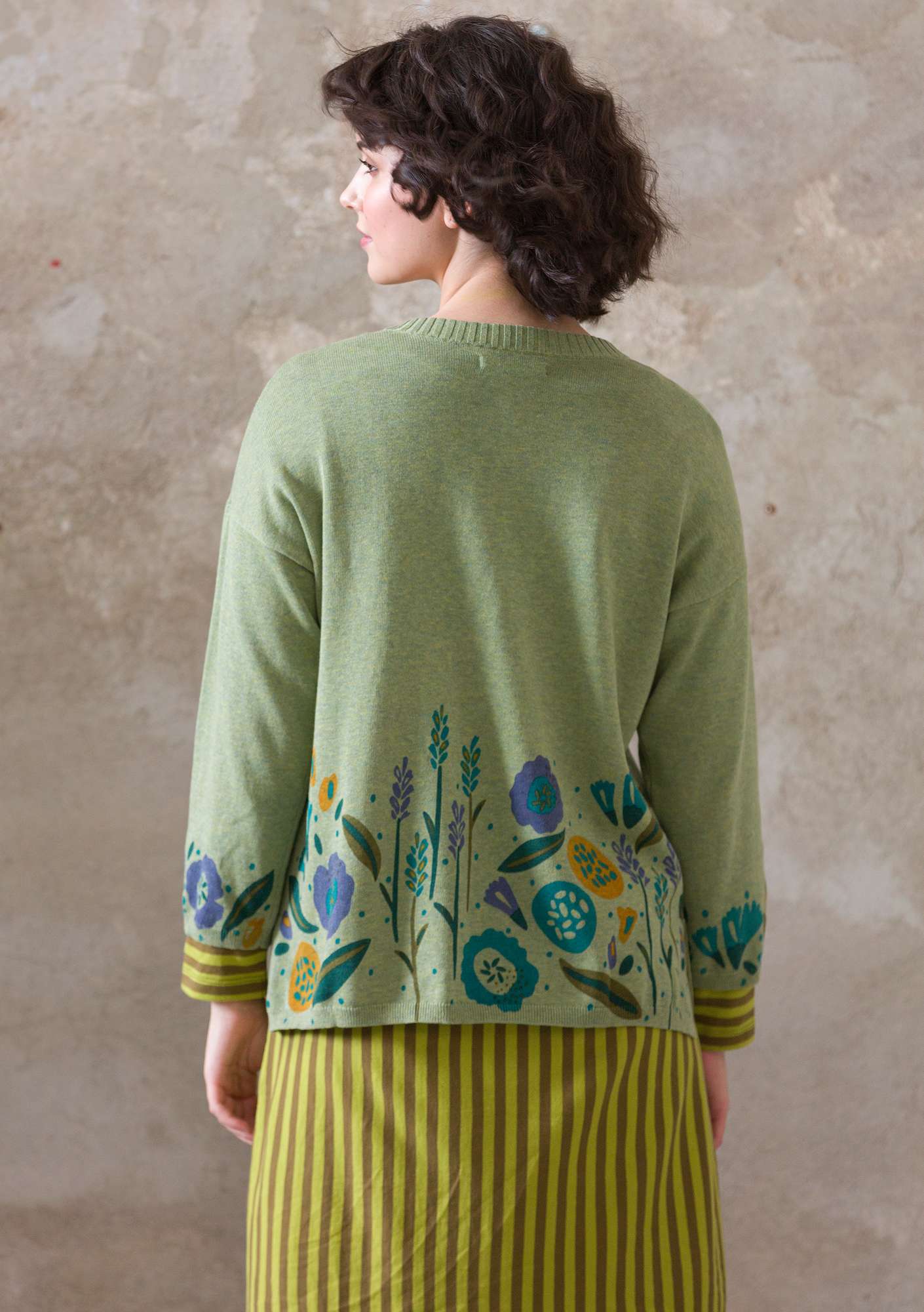 “Noon” organic cotton knitted sweater salvia thumbnail