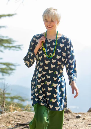 “Agda” patterned tunic in organic cotton/modal - indigo