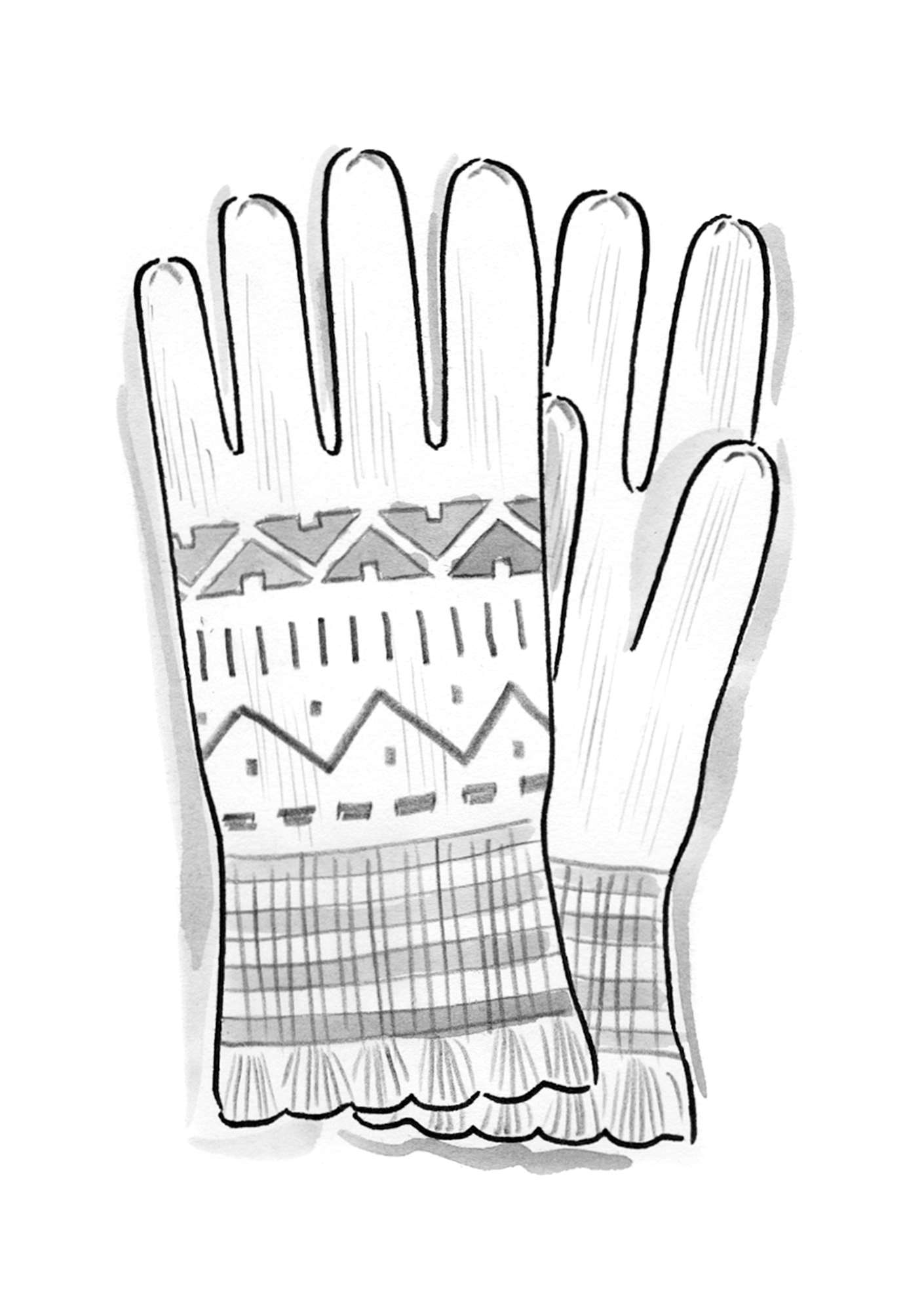 “Strikk” gloves in a wool/hemp/recycled cotton blend natural melange
