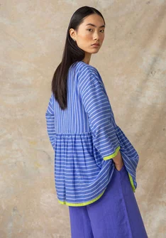 Vävd blus "Nord" i ekologisk bomull - blå lotus