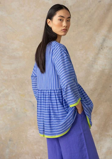 Blouse tissée « Nord » en coton biologique - lotus bleu