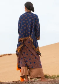 Gilet réversible croisé "Thar" en lin/écocoton - bleu nuit