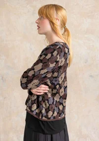 Gilet fleuri "Hillevi" en coton biologique/recyclé - noir