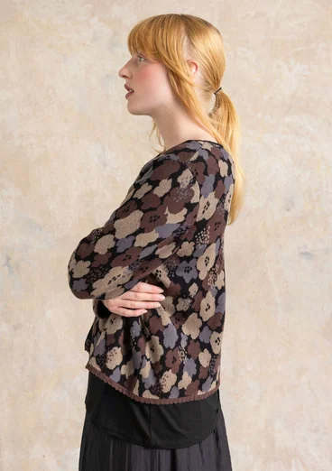 Gilet fleuri "Hillevi" en coton biologique/recyclé - noir