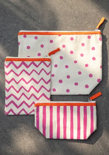 “Tripp-Trapp-Trull” organic cotton toiletry bag set - pink begonia