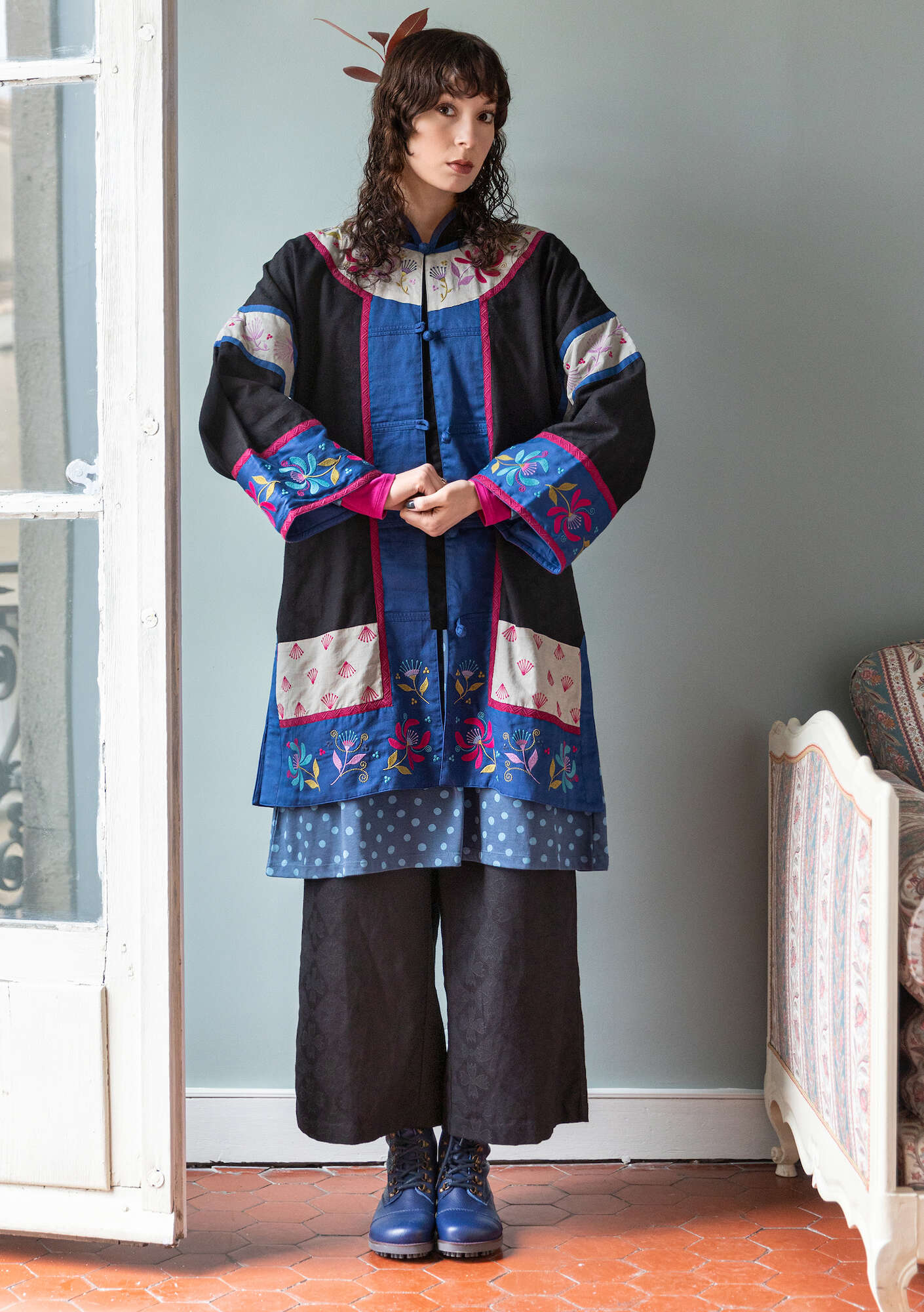 “Mei Lan” jacket in rayon/cotton/linen black thumbnail