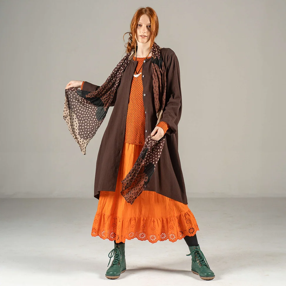 Woven “Olivia” dress in organic cotton - mullberry