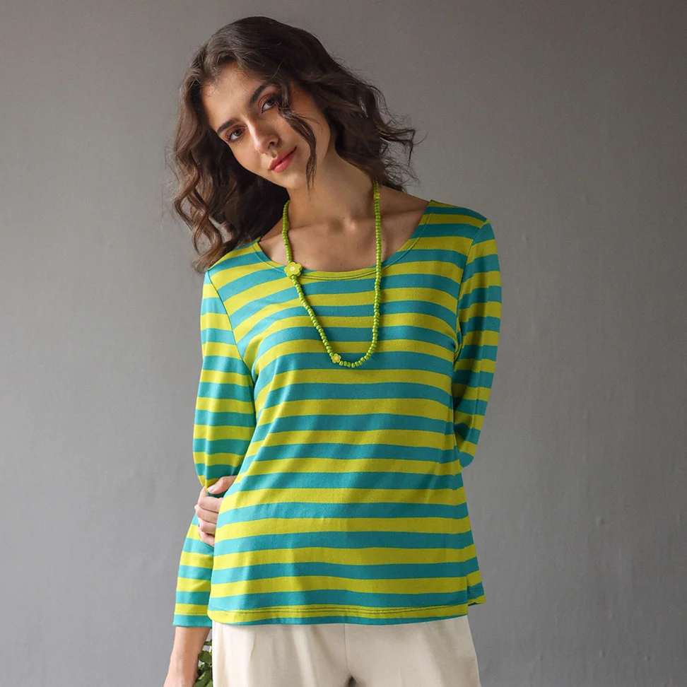 Top "Aina" en jersey de coton biologique/modal - vert lime/vert Orient