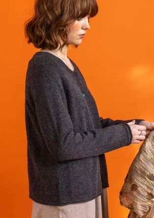 Cardigan in wool - dark ash grey melange