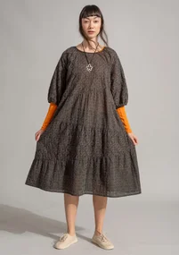 “Duha” woven dress in organic cotton - dark ash grey
