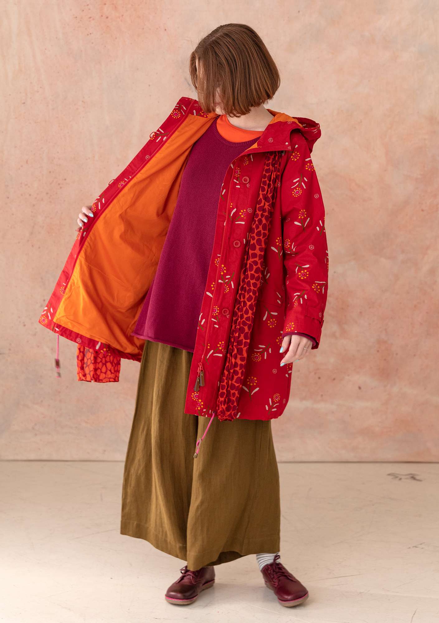 Parka  Chai  en coton biologique  rouge perroquet