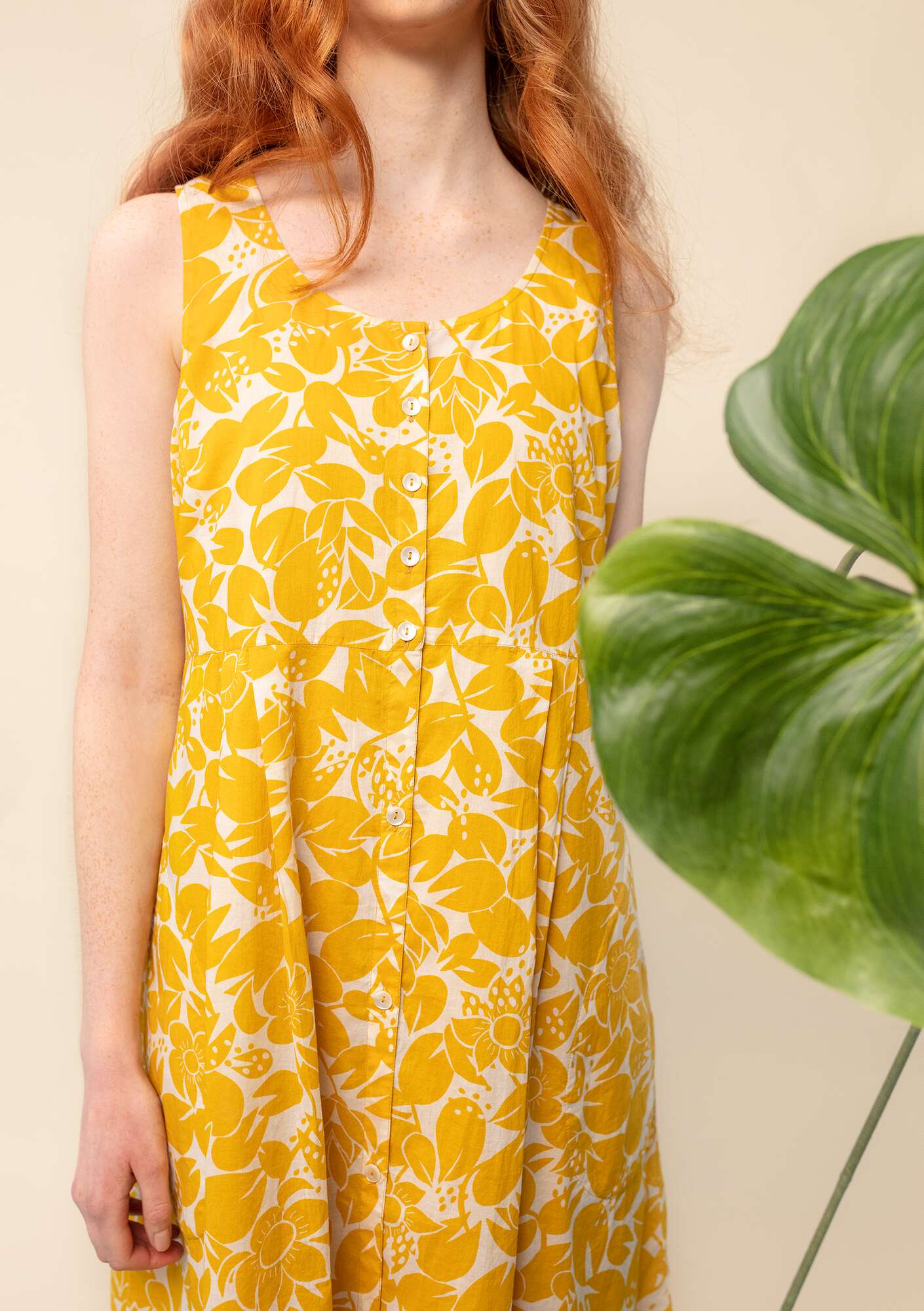 Kleid „Lotus“ aus Öko-Baumwollgewebe ananas-gemustert