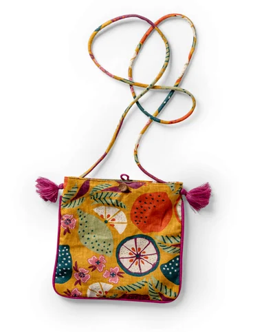 “Web” purse in cotton/linen - senap