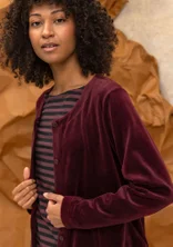 Ensfarget velurjakke i økologisk bomull / resirkulert polyester - aubergine