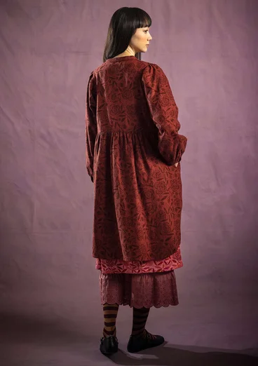 Gemustertes Kleid „Eternelle“ aus Bio-Baumwolle - curryrot-gemustert