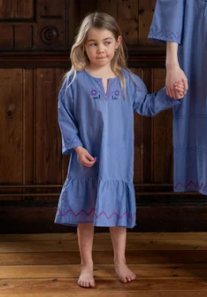 “Twinkle” children’s nightgown in organic cotton - sea blue