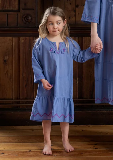 “Twinkle” children’s nightgown in organic cotton - sea blue