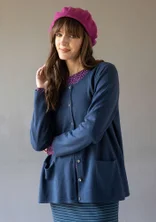 “Sylvi” striped and solid-colour organic cotton/wool cardigan - Pacific blue
