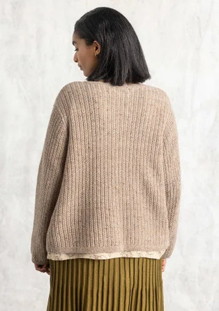Lambswool blend nep cardigan - mole/melange