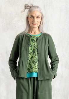 Organic cotton jersey cardigan - forest green