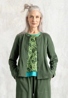 Organic cotton jersey cardigan - forest green