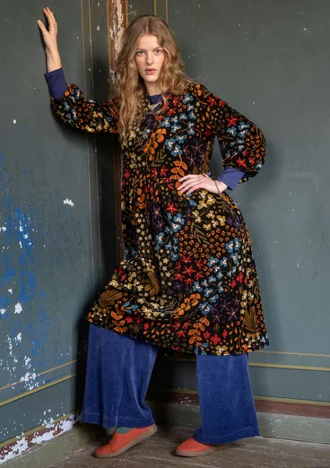 “Katla” organic cotton/recycled polyester velour dress - black