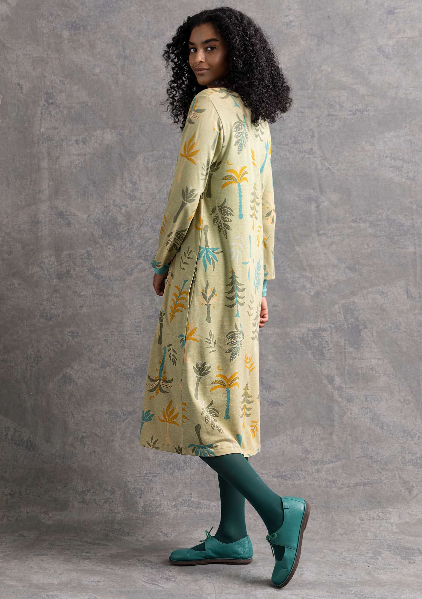 “Forest” jersey dress in organic cotton/modal timothy
