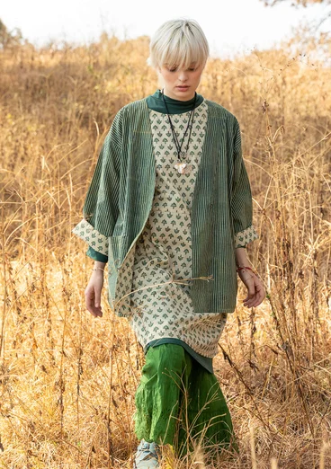 Kimono tissé ”Willow” en coton biologique - indigo vert