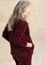 Gilet uni en velours de coton biologique/polyester recyclé (aubergine L)
