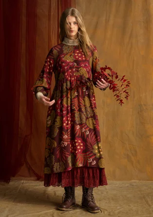 Gedessineerde jurk "Kiara" van viscose - aubergine