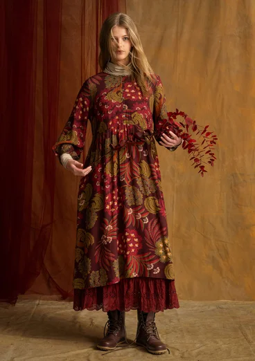 Gemustertes Kleid „Kiara“ aus Viskose - aubergine