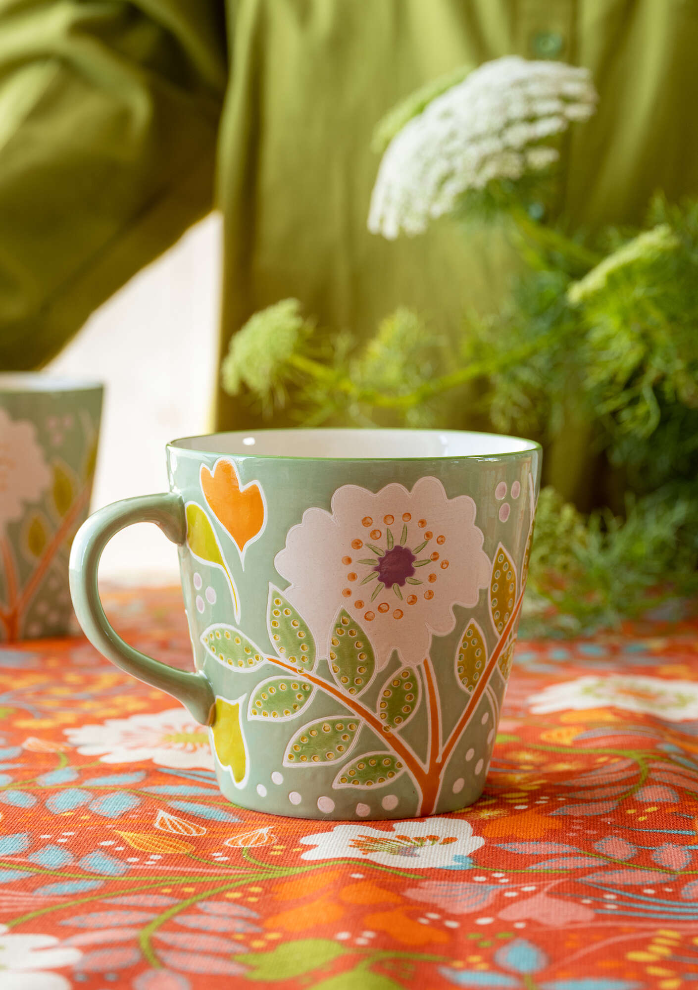 “Primavera” ceramic teacup pistachio thumbnail