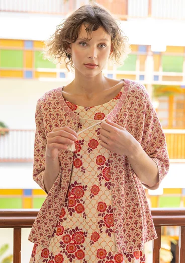 Gilet "Haldi" en maille de coton biologique - flamant rose