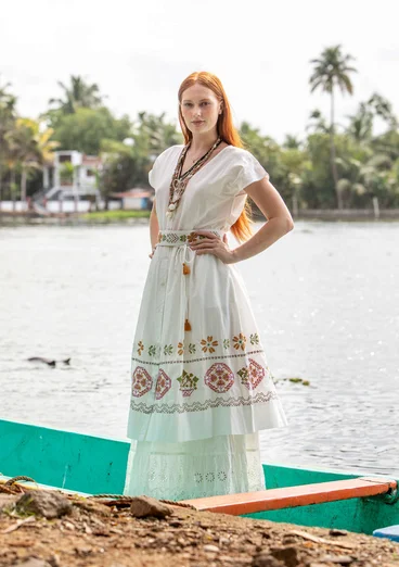 Ceinture "Cross" en coton biologique - blanc cassé