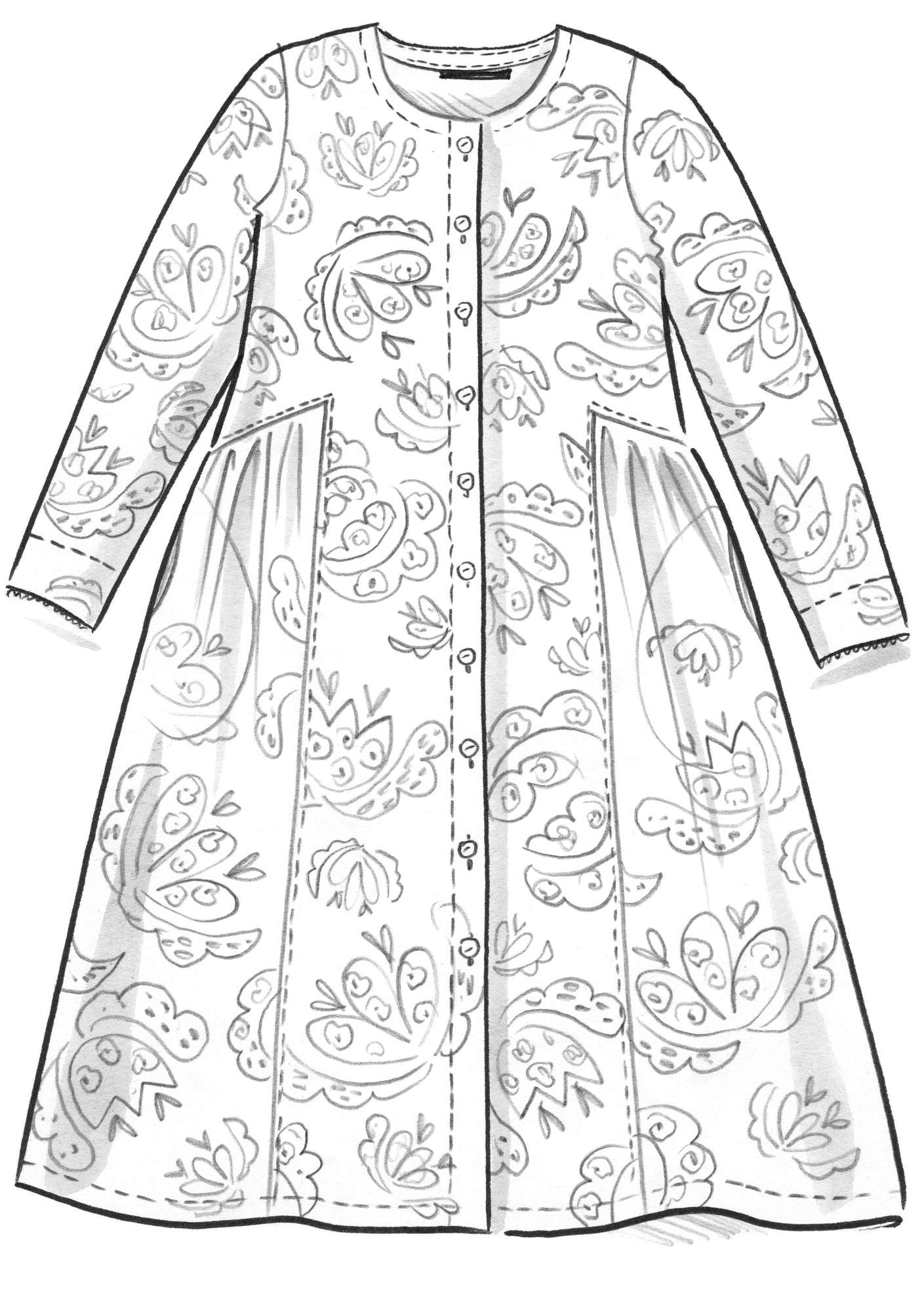 Vevd kjole «Herbarium» i økologisk bomull/lin