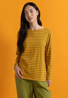 Basic-Streifenshirt aus Bio-Baumwolle - karotte-grünpfeffer