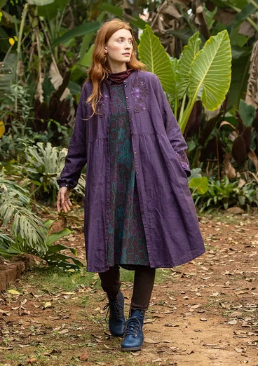 Robe "Marianne" en tissu de coton biologique/lin - étang forestier