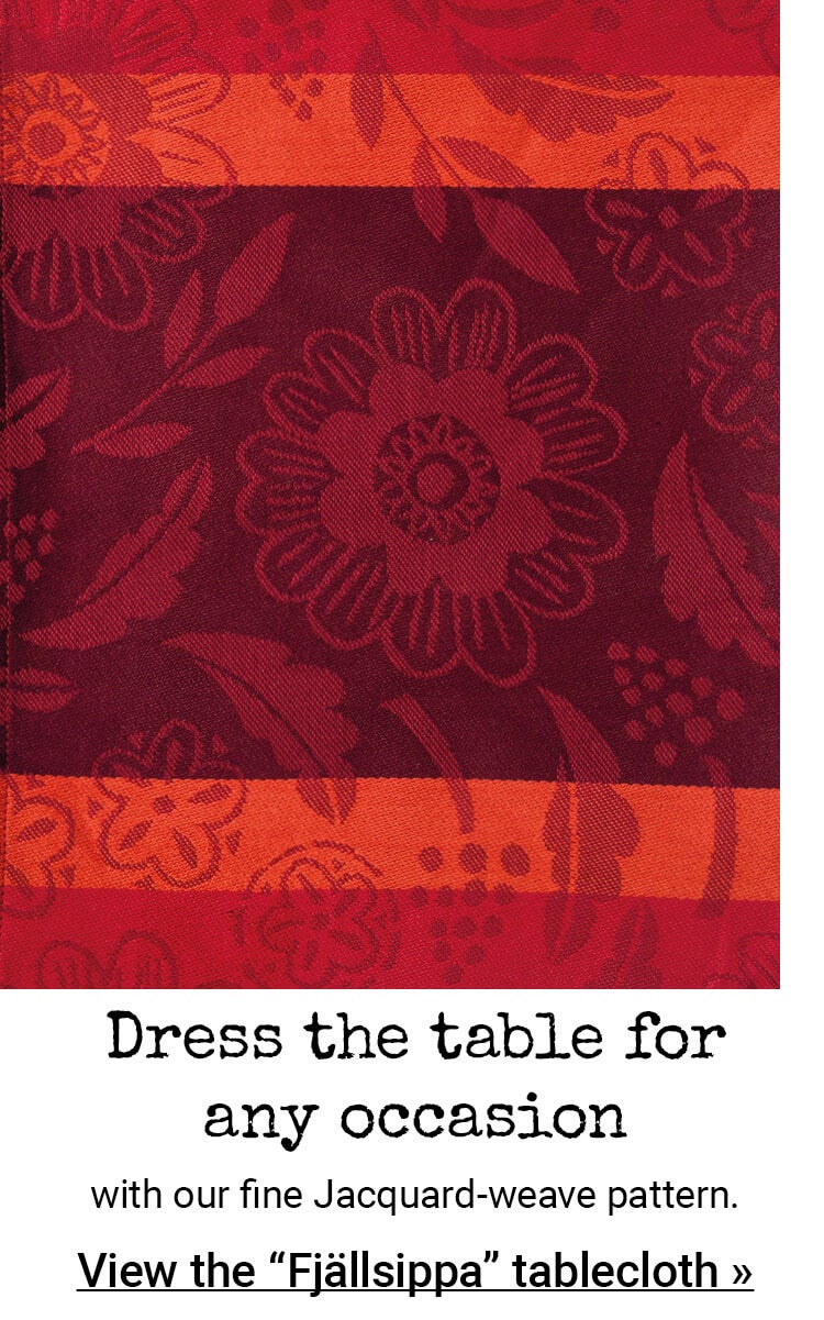 “Fjällsippa” organic cotton tablecloth