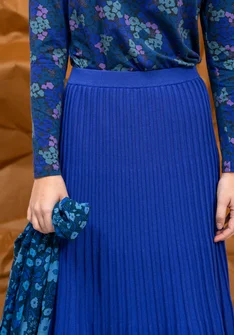 Rib-knit, organic/recycled cotton skirt - cobalt blue