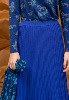 Rib-knit, organic/recycled cotton skirt - cobalt blue