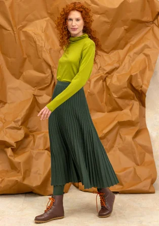 Long-sleeve, lyocell/elastane jersey polo-neck top - green pepper