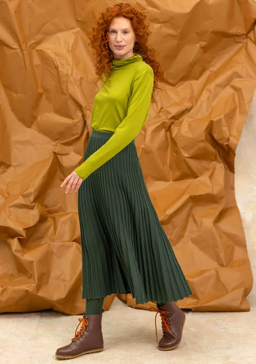 Long-sleeve, lyocell/elastane jersey polo-neck top - green pepper