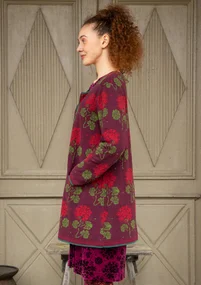 “Mårbacka” cardigan in organic/recycled cotton - aubergine