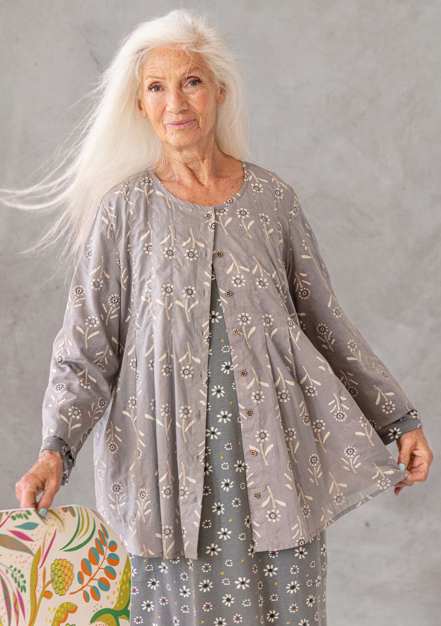 “Chai” tunic in woven organic cotton grey thumbnail