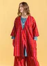 Kimono à carreaux "Coimbatore" en coton biologique (rouge perroquet L/XL)