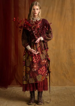 Gemusterte Strickjacke „Anila“ aus Bio-Baumwolle - aubergine
