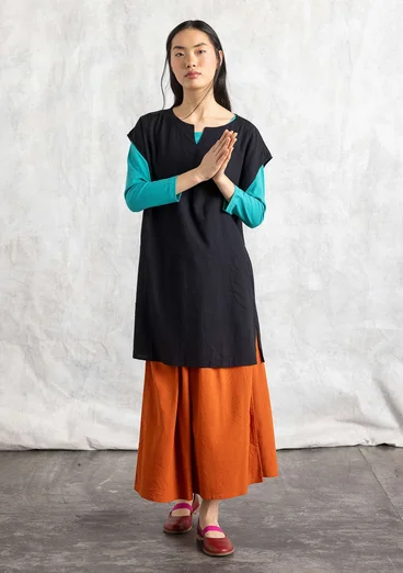 “Rut” woven viscose/linen tunic - black