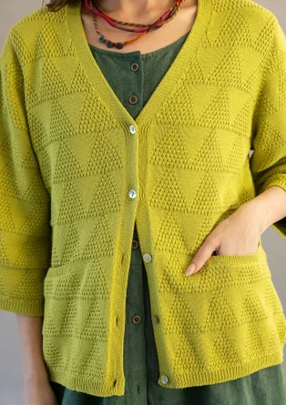 Strukturstrickjacke aus Bio-Baumwolle - guave